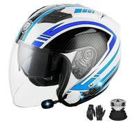 GAORUTO Casque de Moto Demi-Visage Bluetooth à Visage Ouvert ECE 22.06 Casque de Motocross 3/4 approuvé pour Hommes et Femmes Adultes F-1,XL (61-62CM)