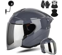 GAORUTO Casque De Moto Demi-Visage Ouvert avec Double Visière Casque De Motocross 3/4 Homologué ECE 22.06 pour Hommes Et Femmes Adultes D-3,M (56-57cm)