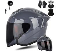 GAORUTO Casque De Moto Demi-Visage Ouvert avec Double Visière Casque De Motocross 3/4 Homologué ECE 22.06 pour Hommes Et Femmes Adultes D-2,S (54-55cm)