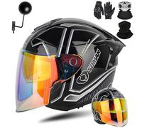 GAORUTO Casque De Moto Demi-Visage Ouvert avec Double Visière Casque De Motocross 3/4 Homologué ECE 22.06 pour Hommes Et Femmes Adultes F-3,M (56-57cm)