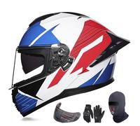 GAORUTO Casque De Moto Intégral pour Adulte Homme Femme, Casque De Moto Modulaire avec Double Visière, pour Cyclomoteur De Course, Homologué ECE 22.06 B-3,M (55-56cm)