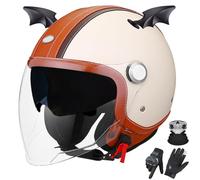 GAORUTO Casque De Moto Ouvert pour Adultes Hommes Et Femmes, Homologué ECE 22.06, Casque Rétro 3/4 avec Double Visière B-3,M (57-58cm)