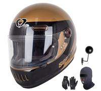 GAORUTO Casque de Moto Vintage Intégral, Casque de Moto Homologué ECE, Casque de Protection pour Adultes, Hommes et Femmes F-1,XXL (63-64cm)