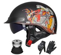 GAORUTO Casque Jet de Moto Homologué ECE 22.06, Style Allemand, Demi-Casque avec Visière Solaire pour Adultes (Hommes et Femmes) I,M (55-56cm)