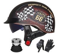 GAORUTO Casque Jet de Moto Homologué ECE 22.06, Style Allemand, Demi-Casque avec Visière Solaire pour Adultes (Hommes et Femmes) L,XL (59-60cm)