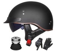 GAORUTO Casque Jet de Moto Homologué ECE 22.06, Style Allemand, Demi-Casque avec Visière Solaire pour Adultes (Hommes et Femmes) B,XL (59-60cm)