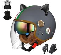 GAORUTO Casque Moto Jet 3/4, Homologué ECE 22.06, pour Adultes, Hommes Et Femmes, avec Double Visière Pare-Soleil F-1,XL (61-62cm)