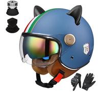 GAORUTO Casque Moto Jet 3/4, Homologué ECE 22.06, pour Adultes, Hommes Et Femmes, avec Double Visière Pare-Soleil H-3,M (57-58cm)