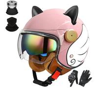 GAORUTO Casque Moto Jet 3/4, Homologué ECE 22.06, pour Adultes, Hommes Et Femmes, avec Double Visière Pare-Soleil K-3,M (57-58cm)