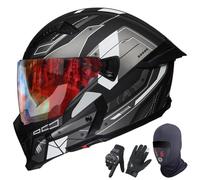 GAORUTO Casques De Moto Intégraux Homologués ECE 22.06, Casques Modulaires Ouverts avec Double Visière, Casques De Scooter pour Adultes, Hommes Et Femmes G-3,M (57-58cm)