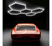 GAORUTO Éclairage De Garage LED Hexagonal, 24 Tubes Lumineux, 5 Plafonniers Hexagonaux Ultra-Lumineux De 152 W Pour Garage, Entrepôt, Atelier, Salle De Sport, Sous-Sol