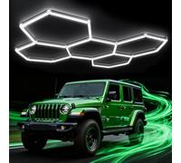 GAORUTO Lampes LED hexagonales pour Garage 6500K Blanc lumière du Jour - Éclairage d'atelier connectable, idéal pour la rénovation de Garage, l'éclairage d'entrepôt, Le Stockage en sous-Sol 5-Grid