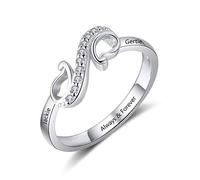 Gaosh Bague Infinity avec gravure personnalisée pour toujours amour cubique zircone anniversaire bague de femme bague en argent sterling 925 cadeau pour anniversaire (54)