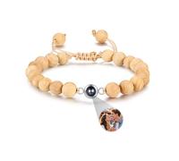 Gaosh Bracelet Homme Personnalisé avec Photo Bracelet de Projection avec Photo à l'intérieur pour Papa Couple Cadeaux Personnalisés (Cyprès des falaises)
