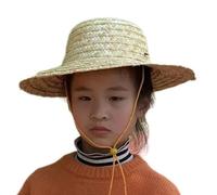 GAOSHA Chapeau de paille pour fille et garçon, unisexe, classique, respirant, ajustable, soleil, protection solaire, vacances, enfants, 3 à 8 ans, beige