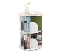 GAOUSD 2 Niveaux Bibliothèque Rotative Bibliothèque Pivotante 360° Rotating Bookshelf Capacité De Charge 100kg étagère Pivotante Au Sol Organisateur De Livres,Convient Aux Enfants, Adultes