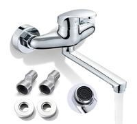 GAOUTO 18 cm Robinet de cuisine Montage mural : 360° Rotatif à 360° Robinet de cuisine Robinet de cuisine Montage mural, Chrome multicouche Robinet mural Cuisine, pour cuisine, salle de bain