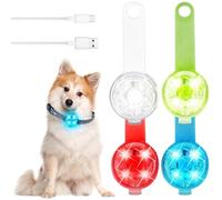 GAOUTO 4 x Pendentifs Lumineux Chien 4 Mode USB Rechargeable LED Lumière Clignotant Étanche Chien Lumière de Sécurité Pour Promenade Nuit M Plastique Strass