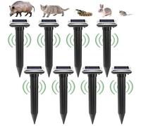GAOUTO 8 Pièces Répulsif Solaire Taupe, Maulwurfschreck Noir, IP65 Étanche Gratuit Contre Rongeurs, Répulsif Ultrasonique pour Jardin et Lutte Antiparasitaire