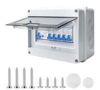GAOUTO Boîte à fusibles en saillie IP65, petit répartiteur, sous-distribution en saillie, boîte de distribution pour bureau, pièces humides, disjoncteur 63 A, interrupteur AC 2 x 10 A+16 A+20 A+32 A/8