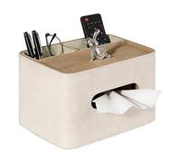 GAOUTO Boîte à mouchoirs avec 2 compartiments : 19 × 16 × 12 cm cuir PU Boîte à mouchoirs polyvalente Organisateur de mouchoirs Boîte à mouchoirs multi-usages, distributeur de mouchoirs, pour salon