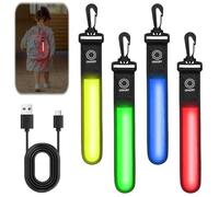 GAOUTO Cartable à LED clignotante, 3 modes, rechargeable par USB, pendentif réfléchissant, lumière de sécurité, clignotant, cartable, étanche, pour cartable, sac à dos (multicolore)