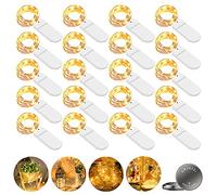 GAOUTO Guirlande lumineuse LED à piles, 20 pièces, 2 m, 20 LED - Micro piles - Cuivre - Éclairage de Noël pour chambre, intérieur, Noël, extérieur, fête, mariage, bricolage