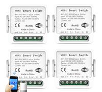 GAOUTO Interruptori Lot de 4 modules d'interrupteur intelligent, commande vocale intégrée Interruptori, compatible avec Alexa et Google Assistant, Tuya, conducteur neutre requis