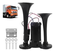 GAOUTO Klaxon LWK - 12 V - 120 dB - Double tube - Super puissant - Avec compresseur - Kit de klaxon à air comprimé - Pour tous les véhicules, voitures, trains, bateaux