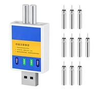 GAOUTO Lot de 10 batteries de pêche rechargeables CR 425 LED pour cloches d'alarme de pêche et flotteur, avec capteur de gravité et base en métal, accessoires de pêche pour la pêche au lac, rivière