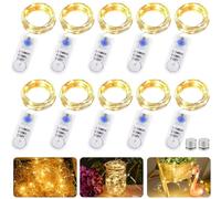 GAOUTO Lot de 10 guirlandes lumineuses de 2 m, 20 LED, à piles, avec minuterie, micro piles en cuivre, pour éclairage de Noël, intérieur, extérieur, fête, mariage, bricolage
