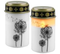 GAOUTO Lot de 2 bougies funéraires LED sans flamme - Avec batterie - Étanche - Pour l'extérieur - Convient pour la cour de jardin, la décoration de Noël, l'église