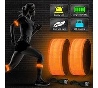 GAOUTO Lot de 2 bracelets LED rechargeables avec USB, réflecteurs pour le jogging, le cyclisme, la randonnée, la course, les sports de plein air