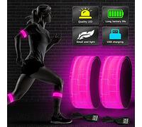 GAOUTO Lot de 2 bracelets LED rechargeables avec USB, réflecteurs pour le jogging, le cyclisme, la randonnée, la course, les sports de plein air