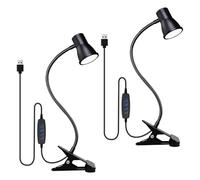 GAOUTO Lot de 2 lampes de lecture, lampe LED col de cygne avec 3 températures de couleur, réglable à 360 °, 10 niveaux d'intensité variable, lampe de lit avec câble de 2 m, lampe de lit pour chambre à