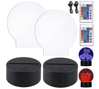 GAOUTO Lot de 2 socles lumineux LED, 7 couleurs, à intensité variable, veilleuse avec télécommande et câble USB, base d'affichage LED pour chambre à coucher, chambre d'enfant, salon, bar, boutique