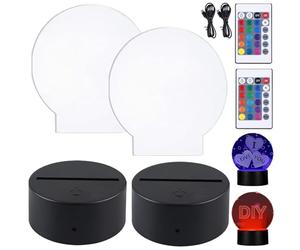 GAOUTO Lot de 2 socles lumineux LED, 7 couleurs, à intensité variable, veilleuse avec télécommande et câble USB, base d'affichage LED pour chambre à coucher, chambre d'enfant, salon, bar, boutique
