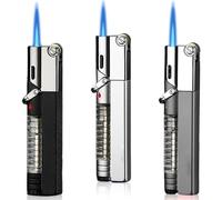 GAOUTO Lot de 3 briquets tempête au butane rechargeables - Flamme constante - Flamme réglable - Forme alternative pour hommes (sans gaz)