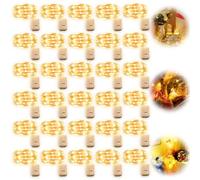 GAOUTO Lot de 30 guirlandes lumineuses à piles blanc chaud - 2 m x 20 LED - Étanche - Mini guirlande lumineuse avec batterie - Pour fête, Noël, Halloween, mariage