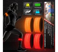 GAOUTO Lot de 4 bracelets LED rechargeables avec USB, réflecteurs pour le jogging, le cyclisme, la randonnée, la course, les sports de plein air