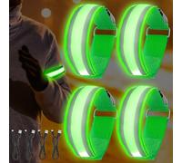GAOUTO Lot de 4 bracelets LED rechargeables USB - Bandes réfléchissantes en nylon - Pour enfants - Lumière de sécurité pour le jogging, la course, le sport