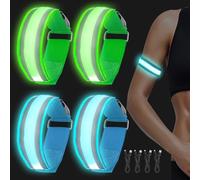 GAOUTO Lot de 4 bracelets LED rechargeables USB - Bandes réfléchissantes en nylon - Pour enfants - Lumière de sécurité pour le jogging, la course, le sport