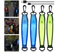 GAOUTO Lot de 4 cartables à LED Clignotantes, 3 Modes Rechargeable par USB Pendentif réfléchissant, Lumière de sécurité pour Enfants, Réflecteur étanche pour Cartable, Sac à Dos, Jogging