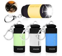 GAOUTO Lot de 4 Mini Lampes de Poche LED Rechargeables USB IPX8 - Étanches Avec Porte-Clés Pour Enfants, Camping, Barbecue, Extérieur, Urgence