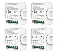 GAOUTO Lot de 4 modules d'interrupteur intelligent 2 voies, interrupteur Smart Home, commande vocale intégrée, compatible Google Assistant/Tuya App/Alexa, conducteur neutre requis