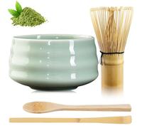 GAOUTO Lot de 4 sets à thé matcha : fouet à matcha avec 2 cuillères à matcha, bol à matcha en céramique, accessoires pour matcha, accessoires pour matcha, coffret cadeau pour la cérémonie du thé