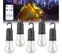 GAOUTO Lot de 5 lampes de camping, lanternes avec télécommande, projecteur de recherche rechargeable avec crochet, lampe de tente rechargeable, lampe de tente portable, pour le camping