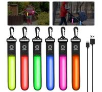 GAOUTO Lot de 6 cartables à LED clignotantes, 3 modes Rechargeable par USB, Pendentif réfléchissant, Lumière de sécurité clignotante - Pour cartable, sac à dos, jogging