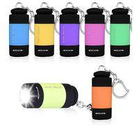 GAOUTO Lot de 6 mini lampes de poche LED, lampe de poche USB rechargeable IPX8, petites lampes de poche étanches avec porte-clés, lampes de poche pour enfants pour camping, barbecue, extérieur,