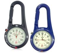 GAOUTO Montre à Mousqueton étanche - Lot de 2 Montres de Poche avec Fixation à Quartz Analogique Lumineuse pour Infirmière et Cycliste